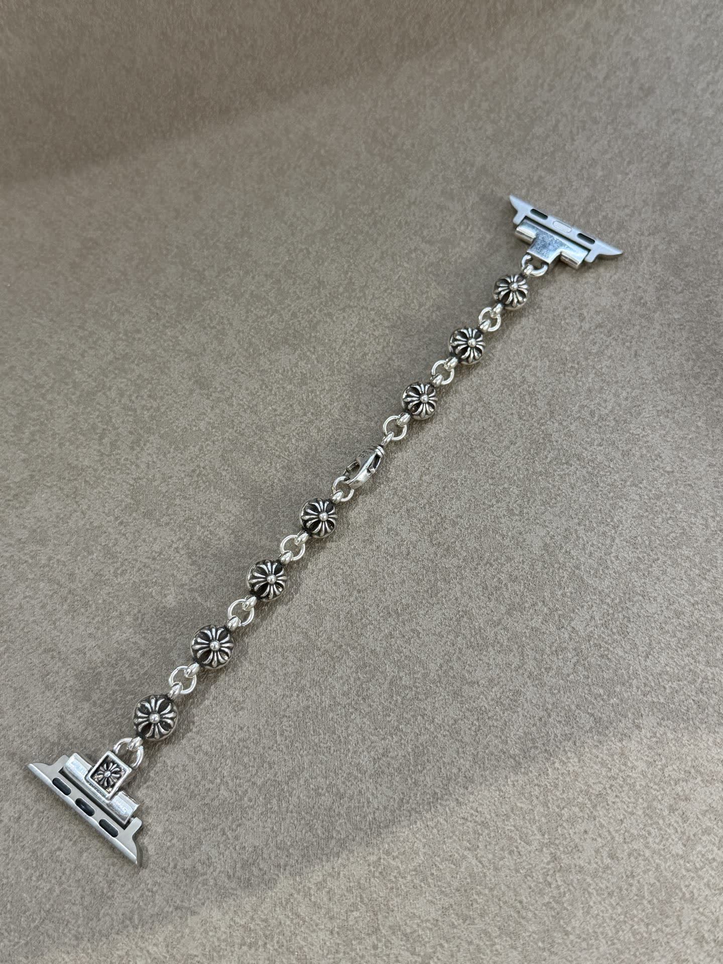 Chrome Hearts Silver Watch Band with Decorative Beads